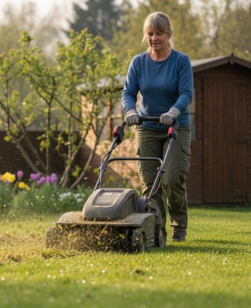 Vertikutierer im Garten