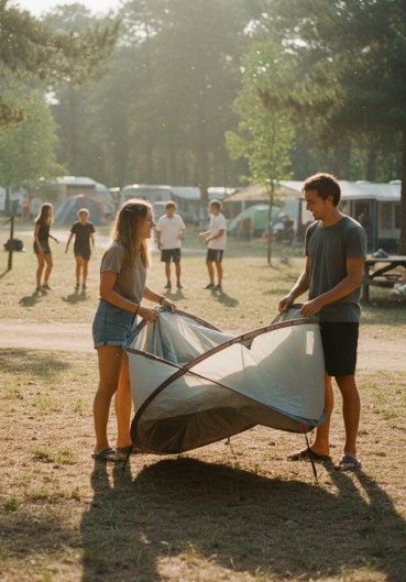 Wurfzelt auf dem Campingplatz