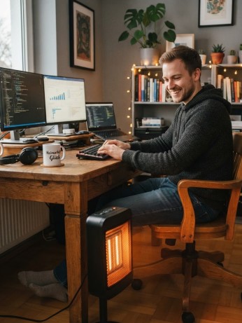 Infrarotheizung am Schreibtisch