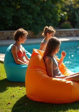 wasserdichter Sitzsack am Pool
